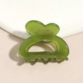 Elegant green translucent heart hair claw clip with golden Barrette La France lettering - Green