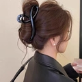 Elegant large black hair claw clip with glossy finish for thick hair styling - Black
