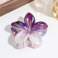 Gradient purple pearl plumeria hair claw clip with metallic finish for elegant hairstyles - Deep purple
