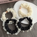 Elegant lace scrunchie set in black and cream white with polished link detail - Black & White Style