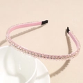 Detailed view of pink crystal double-row headband with sparkling rhinestones decoration - Pink
