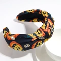 Dettaglio della fascia per Halloween con stampe di zucca e strass luccicanti - Zucca Giallo Nera