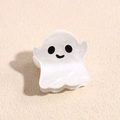 Ghost-shaped hair clip in milky white acetate with elegant marble texture detail - White Ghost
