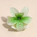 Detail view of flower hair claw clip with green white gradient and resin texture - Gradient Green