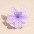 Detail view of purple gradient flower hair claw clip with smooth resin petals and teeth - Gradient Purple