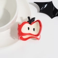 Cartoon red apple hair clip with funny face design for Halloween hair accessory - Curved Apple