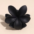Macro detail of matte black floral hair claw clip with elegant five-petal frangipani design - Matte Black