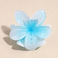 Detail view of sky blue and white gradient flower hair claw clip with serrated teeth - Gradient Blue