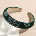 Detalle de diadema de esponja verde oscuro con copos de nieve de diamantes de imitación - Verde