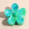 Pinza para el pelo con forma de flor y textura de mármol en turquesa y verde - Flor de cinco pétalos / verde claro