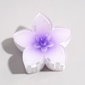 Pince à cheveux fleur de frangipanier dégradé violet avec pétales en résine brillante - Violet Blanc