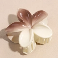 Detalle de pinza para el pelo con forma de flor en degradado crema a rosa y resina brillante - Marrón Degradado