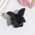 Elegante pinza para el cabello mariposa negro mate con textura esmerilada vintage mujer - Negro
