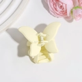 Elegante pinza para el pelo de mariposa amarillo crema mate para peinados vintage - Amarillo claro