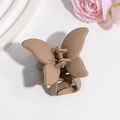 Elegante pinza de pelo mariposa color café moka con acabado mate para peinados chic - Caqui