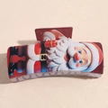 Detalle de pinza cuadrada para el cabello con estampado festivo de Papá Noel y regalo - Papá Noel Rojo
