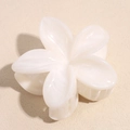 Macro detail of elegant marble texture plumeria hair claw clip with pearlescent finish - Gradient Beige White
