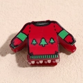 Dettaglio della molletta per capelli a maglione di Natale con alberi festivi - Maglione di Natale Rosso