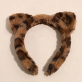 Primer plano de diadema de felpa con estampado de leopardo y orejas de gato suaves - Orejas de Oso Leopardo