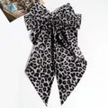 Elegante haarband met luipaardprint, strik en lange linten van zachte chiffon - Grijs Luipaard Lint Speld