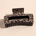 Detailed view of the leopard print hair claw clip showing secure non-slip teeth grip - Small Block Khaki Leopard