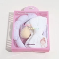 Light purple plush headband and wristband spa gift set with makeup sponge in a pink box - Bowknot Hairband Set / White