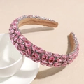 Macro di cerchietto rosa con strass, cristalli a goccia e morbida fodera in tessuto - Rosa