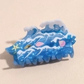 Detail of blue wave-patterned hair claw clip featuring starfish and seashell motifs - Sea Wave