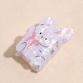 Dettaglio della molletta per capelli a forma di coniglio in acetato viola con fiocco - Coniglio con Fiocco Rosa e Bianco