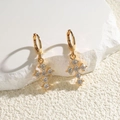 Elegant 18K gold plated cross earrings with sparkling zircon stones for women - Gold