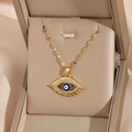 Collana Occhio di Maometto in acciaio al titanio con ciondolo in zircone blu - Catena a Labbro (NE215)