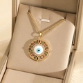 Collar bohemio de oro con colgante de ojo turco de circonitas en estuche de color champán - Cadena de Caja (NE270 Cadena de Caja)