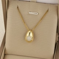 Collana con ciondolo a goccia d'oro con intarsio in zircone e catena a scatola sottile - Ciondolo a Goccia Catena Box / Oro