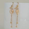 Elegant gold long tassel earrings featuring star and heart shapes with zircon accents - Gold (CZ132)