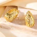 Boucles d'oreilles gouttes évidées dorées avec incrustation de zircone sur socle en pierre - Style Larme Irrégulière Creuse (es18)
