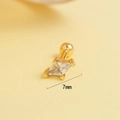 7mm gold-plated stainless steel star stud earring with a diamond-shaped cubic zirconia - Diamond Shape Style (es214-3)