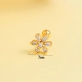 7mm Blumenohrstecker mit Goldfinish und funkelnden Kristallen für Knorpelpiercing - Sechsblättrige Blume Stil (es218-3)
