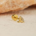 Boucle d'oreille cartilage dorée en acier inoxydable avec cinq zircons étincelants - Forme d'éventail (es333-1)