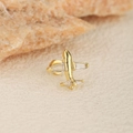 Golden airplane stud earring with sparkling cubic zirconia and screw flat back closure - Airplane Shape Style (es322-2) / Gold
