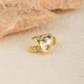 Gold-plated mushroom tragus stud with sparkling zircons on beige textured background - Mushroom Shape Style (es323-2) / Gold