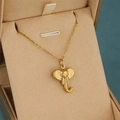 Thai style 18K gold plated stainless steel 3D elephant head pendant necklace in gift box - Gold Elephant Pendant Necklace (NE117)