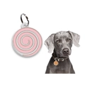 Macro detail of donut pattern pet ID tag and pet wearing the orange spiral charm - 30MM / Pink