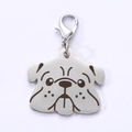 Médaille pour chien bouledogue en acier inoxydable avec fermoir mousqueton - 25mm / Shar Pei