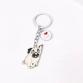 Porte-clés carlin mignon avec pendentif en métal I Love Dogs pour les sacs de chiens - Carlin Mignon