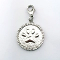 Sparkling pet collar charm with paw print pendant and rhinestones for small dogs - Silver