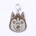 Médaille d'identité pour chien en acier inoxydable motif Husky avec mousqueton - 25mm / Husky