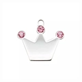 Zilveren kroon huisdier ID-tag met roze strass steentjes en gepolijst metaal - 28x26 / Roze Strass
