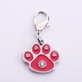 Ciondolo a zampa rosa con strass e chiusura a moschettone per animali domestici - Rosso