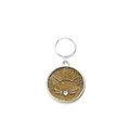 Close-up of circular pet tag with gold glitter, cat silhouette, and heart crystal detail - 25mm / Gold