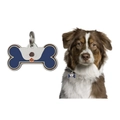Medaglietta per cani a forma di osso blu e bianca con faccia di cane e anello in metallo - 34.5*21.5*2mm / Blu